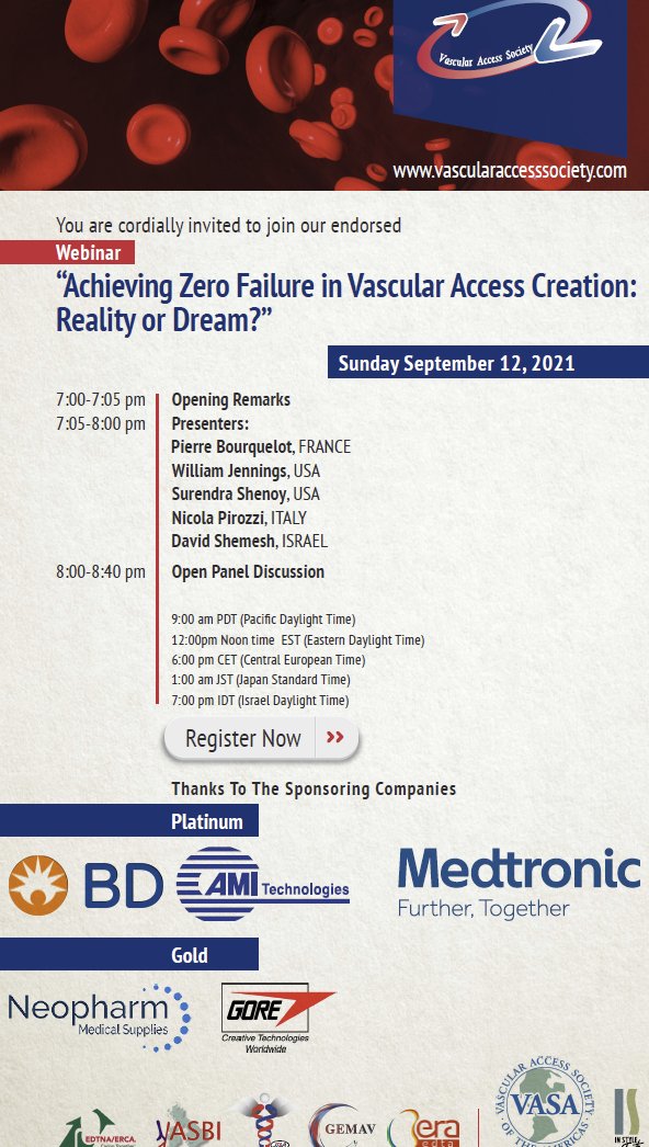 Jose Ibeas on "⚠️Don't forget tomorrow: Access Society webinar: Zero Failure in Vascular Access Creation: Reality or Dream? ➡️Best speakers on a hot topic! 👌Do you want to enjoy