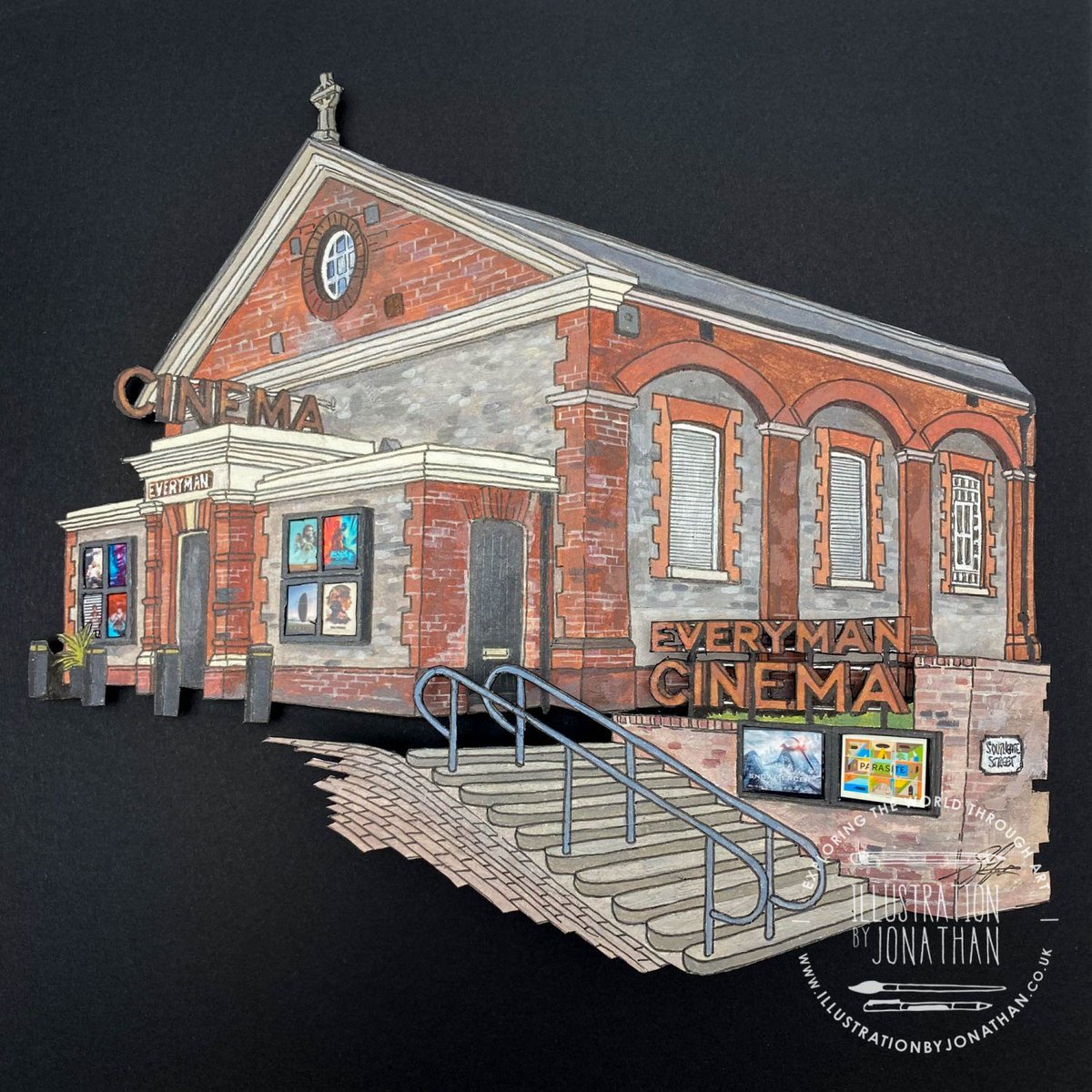 New in the Online Shop: Everyman Winchester (Original Painting/Papercut) buff.ly/3tu9U08 #artistsupportpledge #cinemapaintings #originalartwork #papercutdiorama #unitedkingdom #winchesterpaintings #worksonpaper