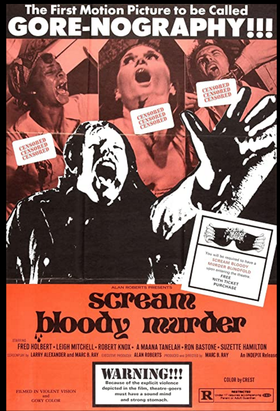 AngusKohm's tweet photo. #FridayNightAtTheHomeDriveIn
Scream Bloody Murder (1972) by #MarcBRay
w/#FredHolbert #LeighMitchell #AngusScrimm
"The First Motion Picture to be Called GORE-NOGRAPHY!!!"
"Who Will Survive the Psychosexual Claw?"
"Pray That It Never Happens To You!"
#NotQuiteClassicCinema https://t.co/2eDiO0g2Id