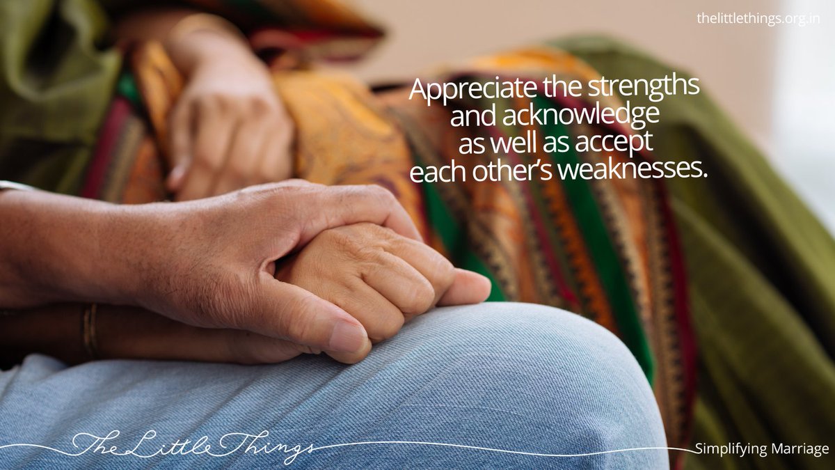 TLT_org_in's tweet photo. Most people feel proud of their partner's strengths. But how do you react to your partner's weaknesses? Have you stopped to think if you acknowledge and accept your partner's shortcomings respectfully? Do you force them or work with them towards a positive change when needed? https://t.co/TdC0PB541w