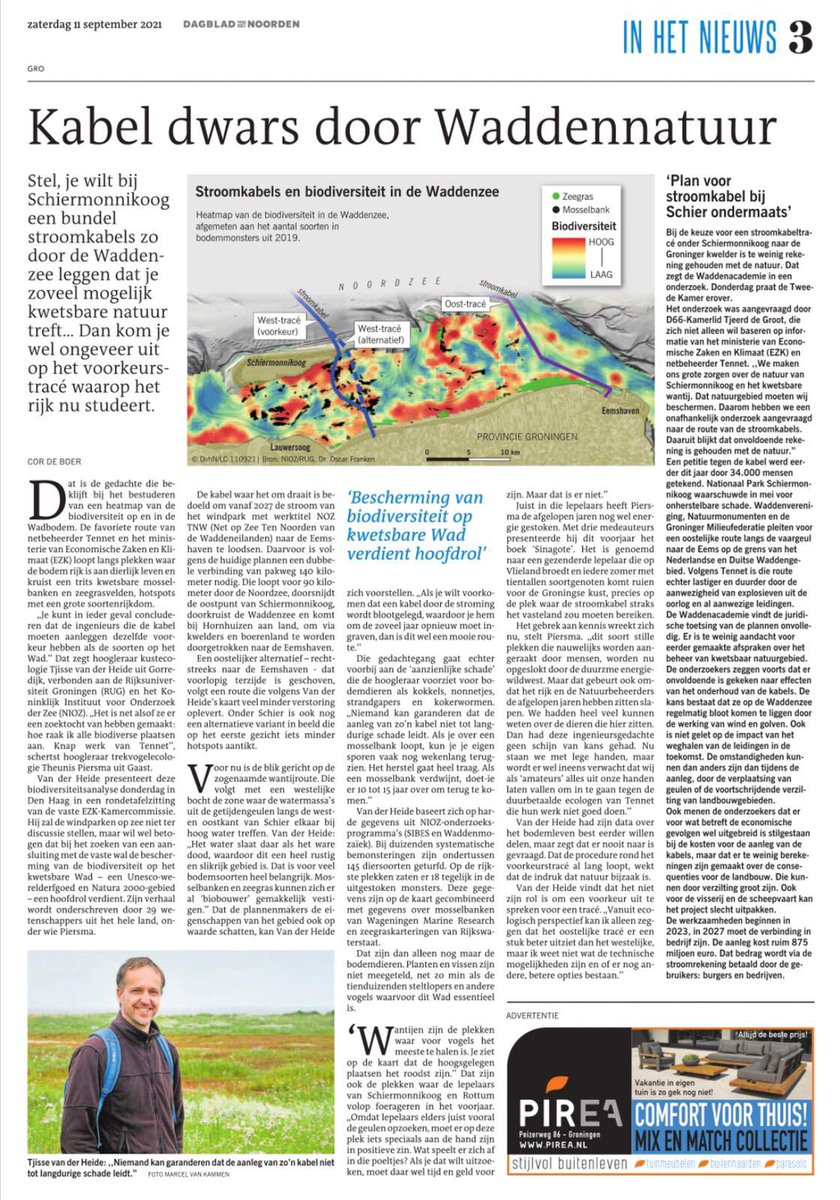 D66 heeft grote zorgen over de natuur van Schiermonnikoog en de #Waddenzee. 

Daarom heeft D66 onafhankelijk onderzoek aangevraagd naar de route van de stroomkabels. 

Hieruit blijkt dat onvoldoende rekening is gehouden met de natuur en de minister zijn huiswerk over moet doen!