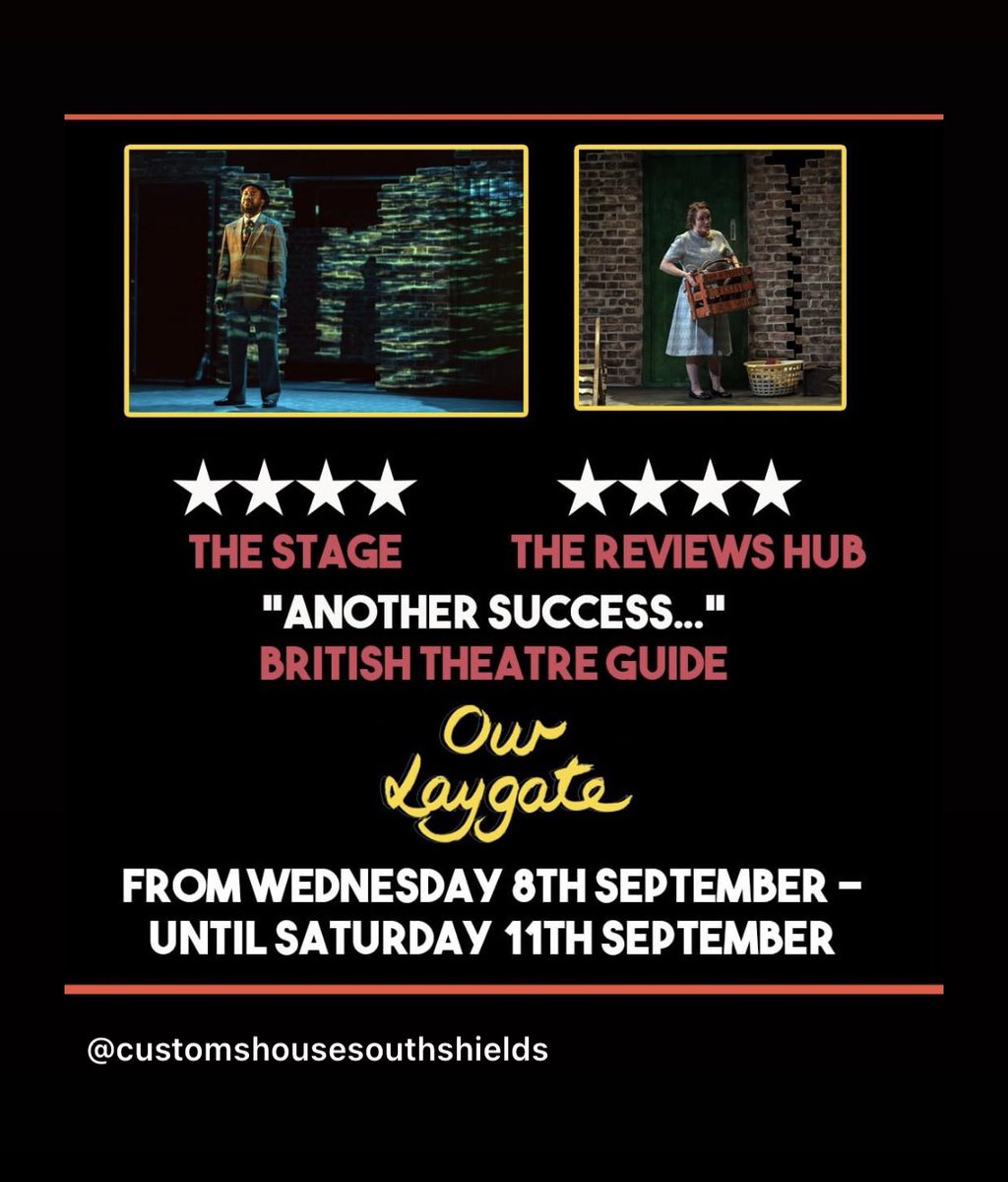 HildaBaker's tweet photo. Last two shows of our smash hit #ourlaygate today 2:30pm and 7:30pm !! It’s been months of work  getting to this point. I’m so proud of the whole team. It’s a special show! Not to be missed. Come laugh and cry with us all @thecustomshouse see you there❤️🎭 https://t.co/QxZmv6YZYL
