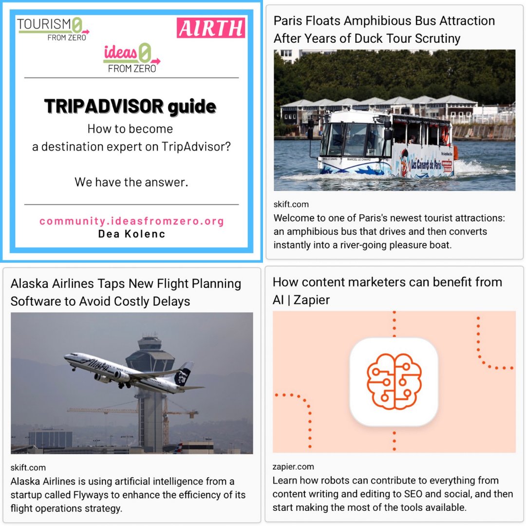 TourismFromZero's tweet photo. Here’s a quick recap of the previous week's posts on our IdeasFromZero community.
Subscribe to our weekly newsletter and get access to innovative tourism and culture insights - link in BIO. https://t.co/GItQ18yQ4q