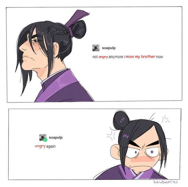 [mdzs] some of my jiang cheng fanart because ive been thinking about him, my truest love, the saddest and angriest man in fantasy ancient china 