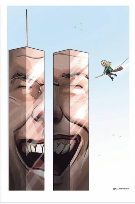 NRC dacht: laten we op 9/11 een vrouw met een stevige mening afbeelden als een heks en een terrorist...