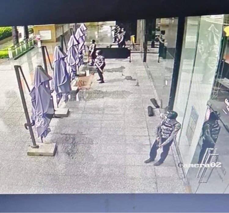 Shortly after an indoor flash mob in one of #Yangon’s major shopping malls #Myanmar Plaza erupted, police officers start to appear at the mall as this photo, circulating on social media, shows