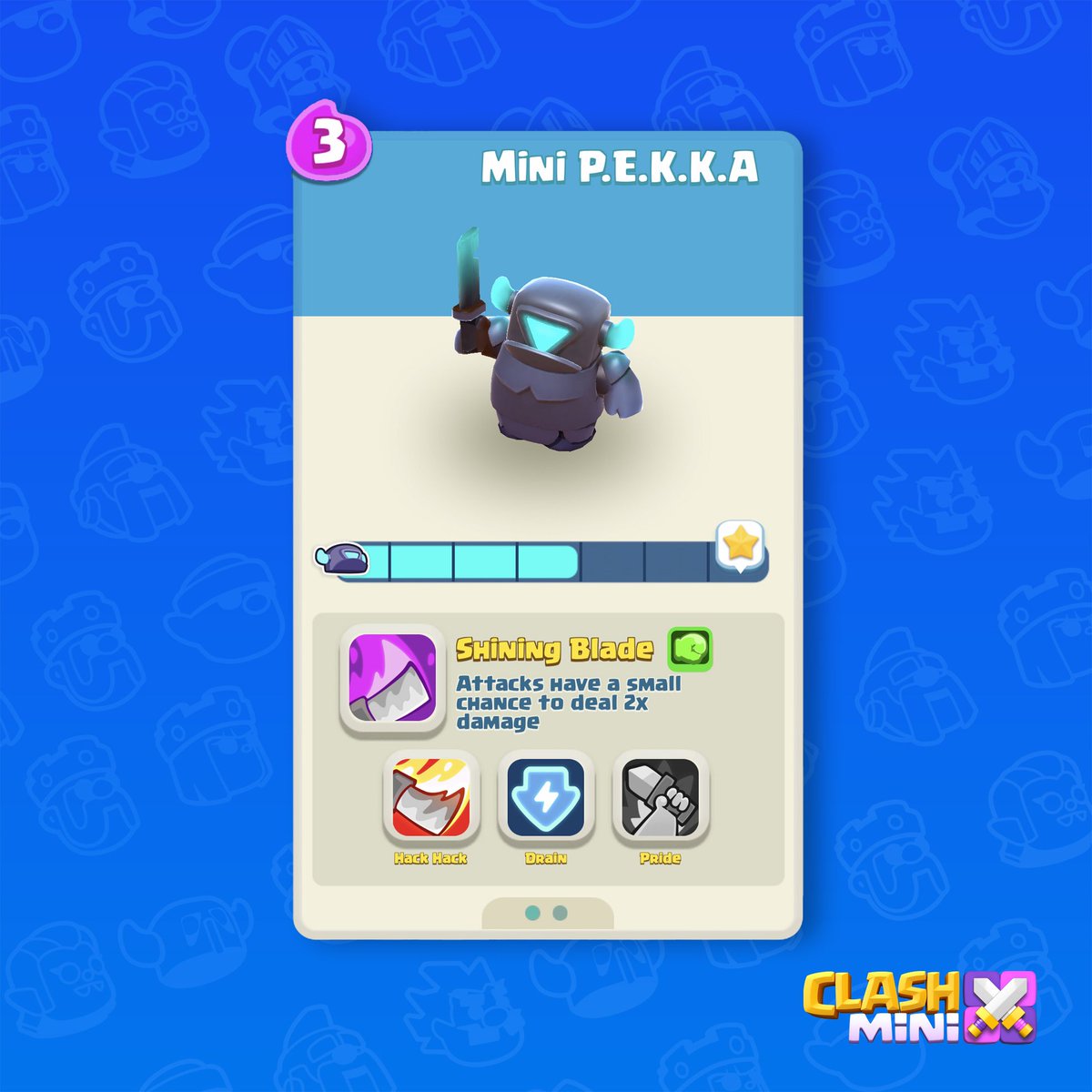 ClashNewsCCMN's tweet photo. 🌟 Mini UI feature! minibowl 

Here is the UI for minis, and how it currently looks in the game, including the Mini P.E.K.K.A's current stats and abilities!

Abilities and UI are works in progress and are subject to change. https://t.co/HKMmzIN9YA