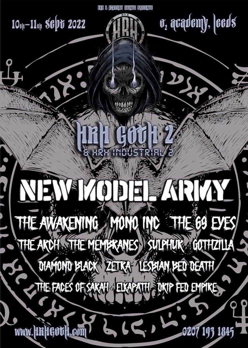We’re pleased to announce that we will be playing next year’s #HRHGoth at #o2leeds Look at that lineup!!! 

#goth #hardrockhell #gothicrock #lesbianbeddeath #thewitchinghour