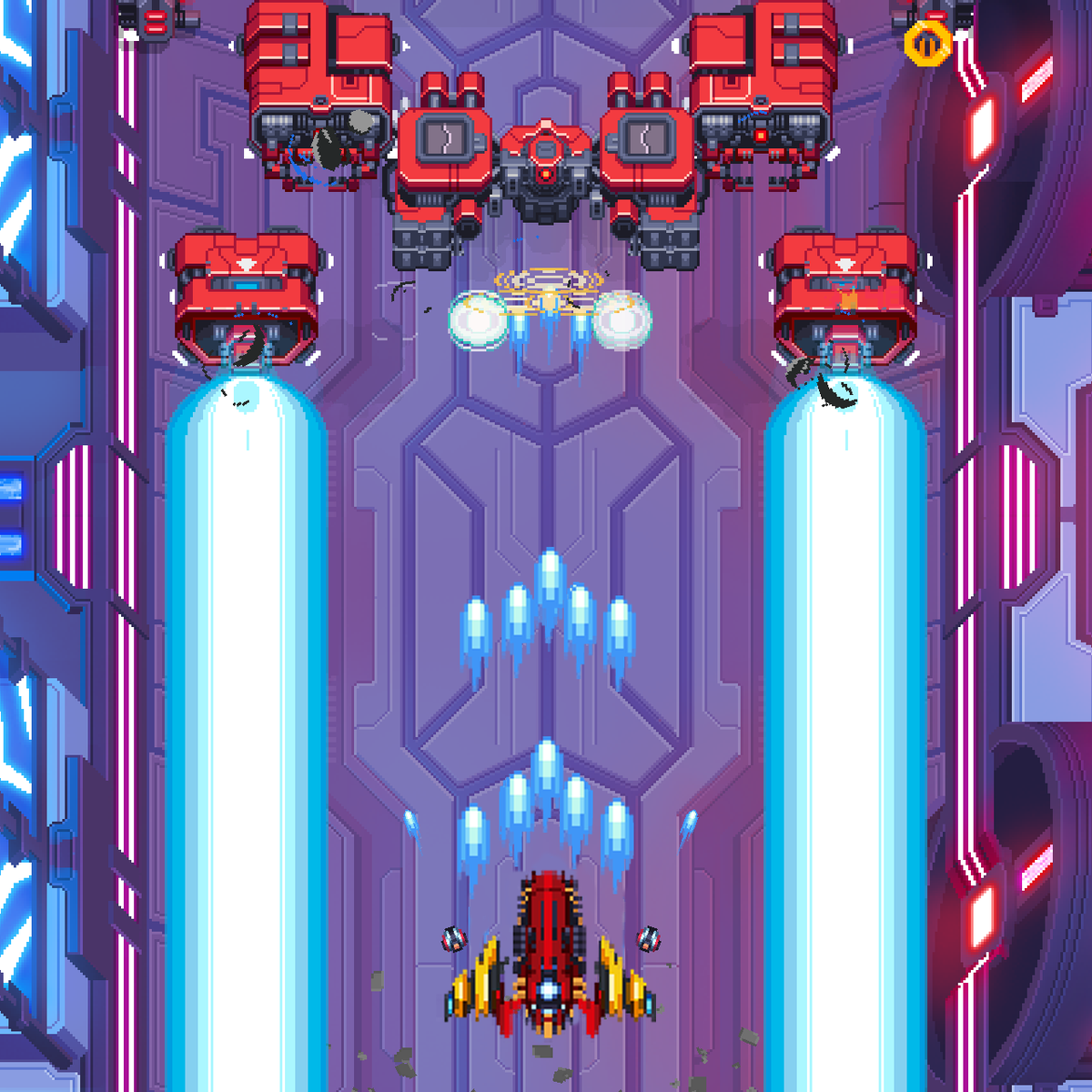 mana_oomgames's tweet photo. A lot of new things are coming for #Exostars.

Our team is actually working on :

- New district / new boss
- First district visual rework
- Loot box system
- Adding/fixing power ups

And much more....

| #indiegame #pixelart #shmup #mobilegame | https://t.co/3sDheJWSA0