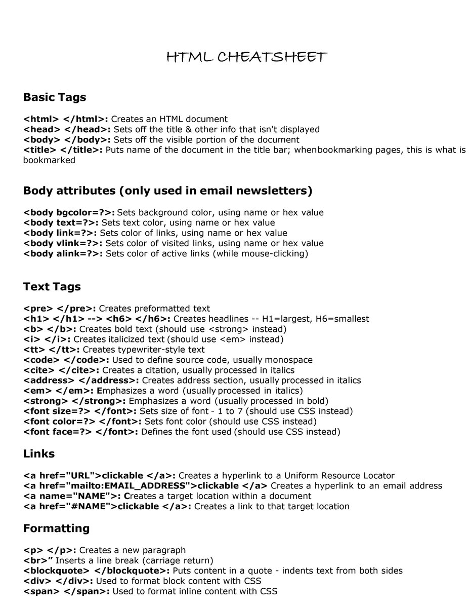 _vidyasheela's tweet image. HTML CHEAT SHEET
#HTML #htmlcheatsheet