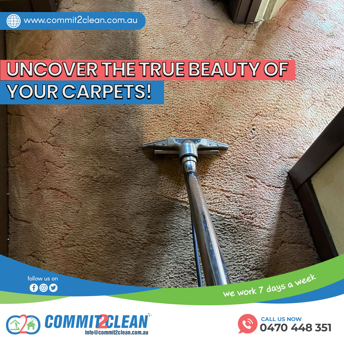 commit_2clean's tweet image. If you need personalised #carpetcleaning services for your #home or office at a competitive price, #Commit2Clean Carpet Cleaning is here to HELP!

Trust the professionals for your #carpetcleaning. 

Call on 📲 0470 448 351
🌐 commit2clean.com.au