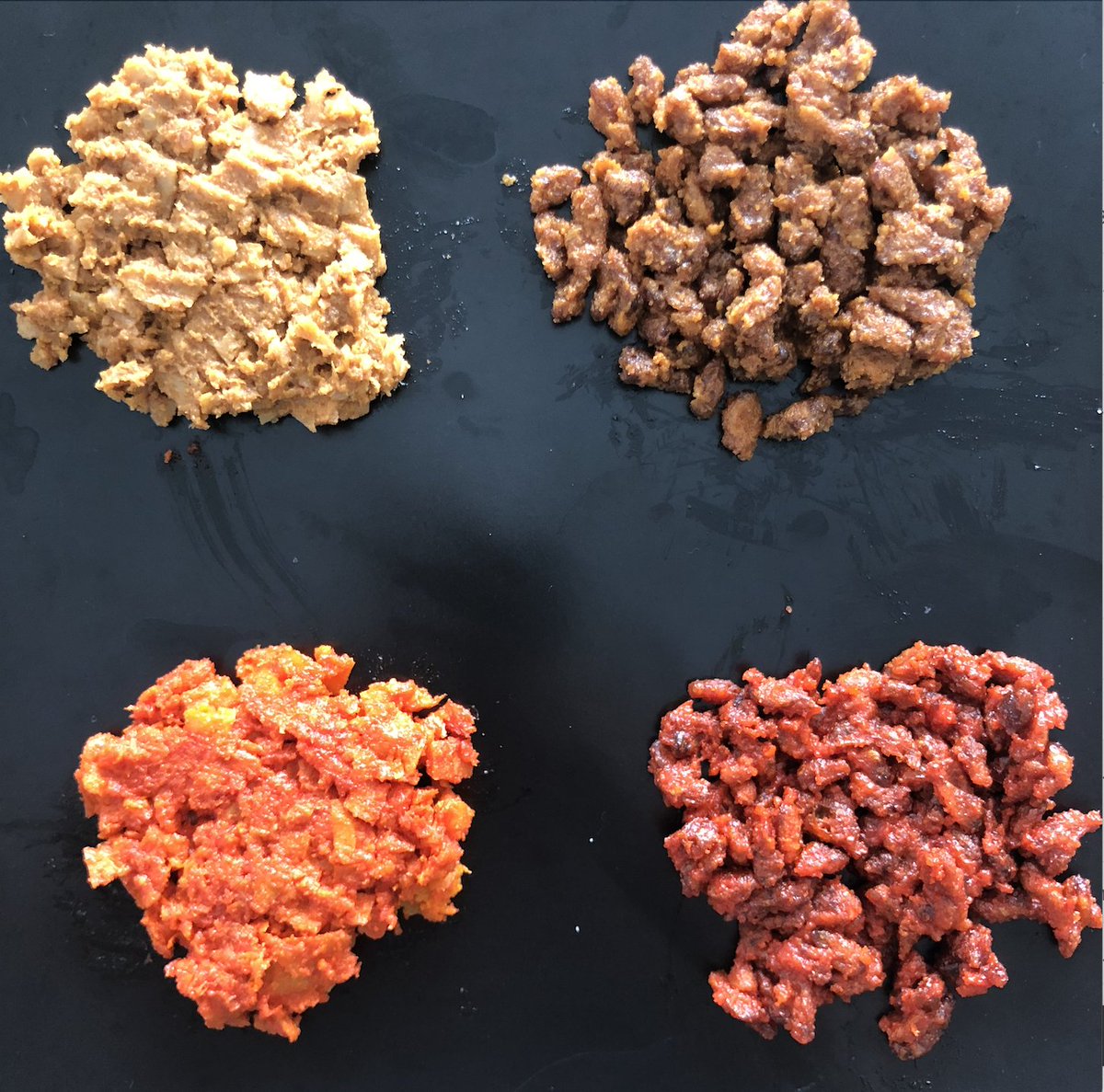 PlanetariansNet's tweet image. One of the unique things about Planetarians is the ability for the protein to be tweaked, to have slightly different textures or flavors, like chicken, pork or beef. Try to guess what is what in the comments below! 
#plantbased #highprotein #vegan #altmeat #zerowaste #sustainable
