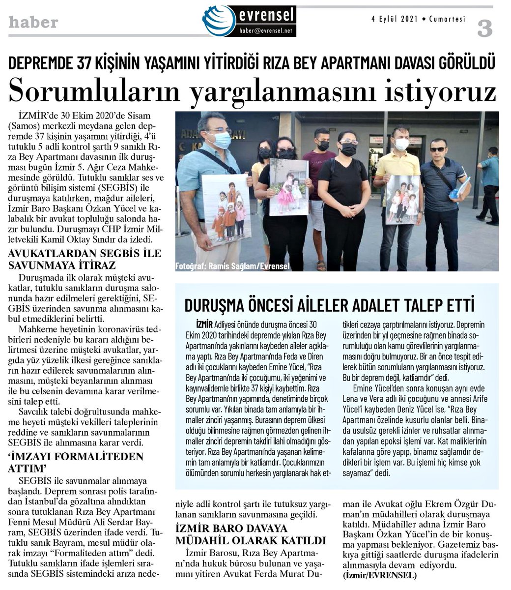 Rıza Bey Davasının ilk duruşması görüldü. 
evrensel.net/haber/441817/i…
<a href="/ey_feda/">Emine Feda Diren</a> <a href="/NilayYcel5/">Nilay Yücel</a>
#rızabeyparkolsunizmir
#izmireKulakVerin
#DepremzedelerNeYapacak