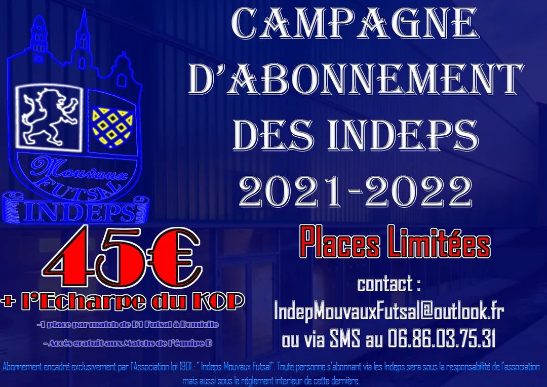 IMvxFutsal's tweet photo. Plus que 2 semaines avant l'ouverture de la saison.
Les Indeps grandissent et pourquoi pas avec Vous!?

Pour rappel : 45 € pour 9 matchs de championnat, l'accès aux matchs de l'équipe B, Priorité sur les déplacements des Indeps mais surtout l'écharpe des Indeps. https://t.co/HIsiBrhyC2