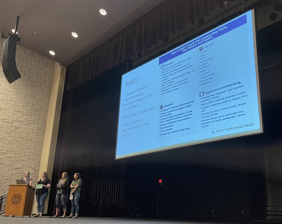 Kudos to these four teacher leaders who presented in front of 300+ school district staff members this week! Thank you for sharing your knowledge on Mental Health First Aid and how we, as educators, can make a difference. @jabraham745 <a href="/BoyersKinders/">Becky Boyer</a> <a href="/NikkiMyogeto/">Nikki Myogeto</a> @MrsSpohn