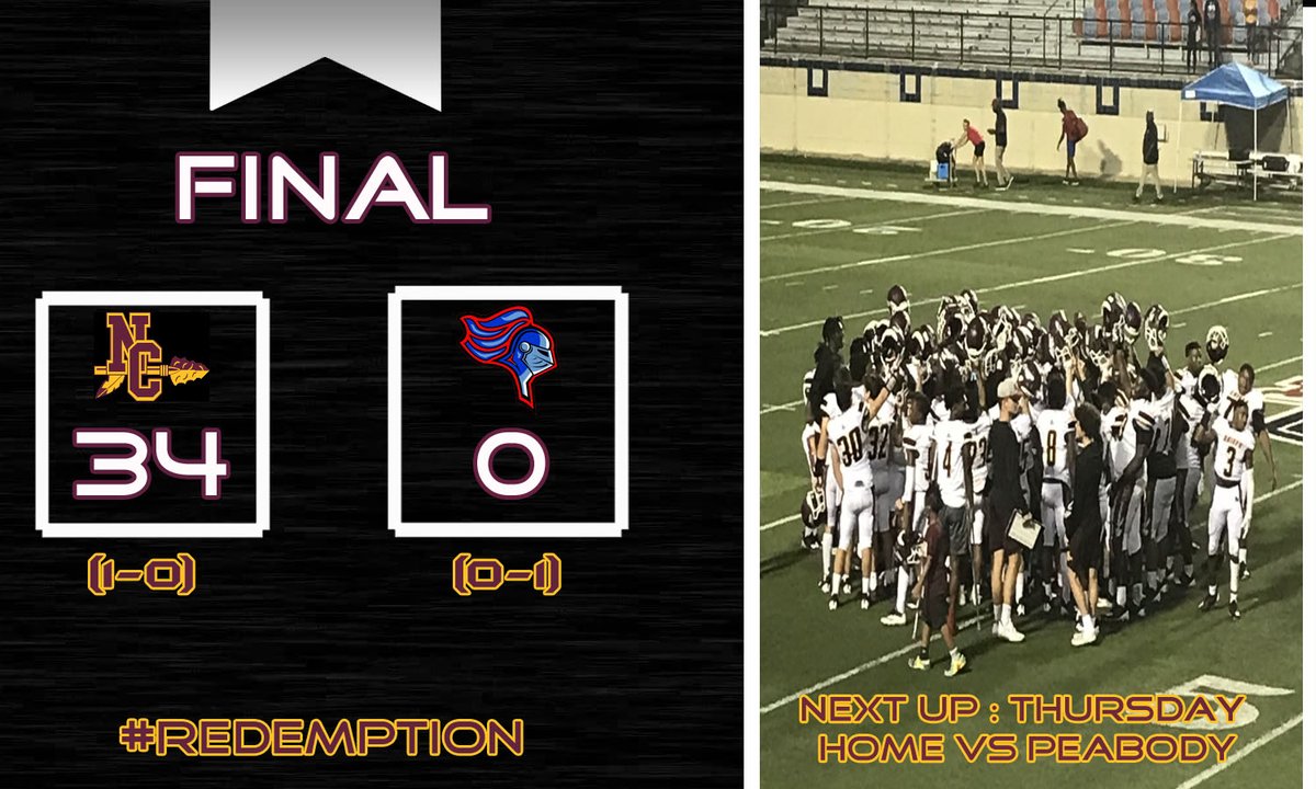 CHIEFS WIN!! Final Score 34-0!! Chief will return home on Thursday night to take on Peabody! #yeahchiefs