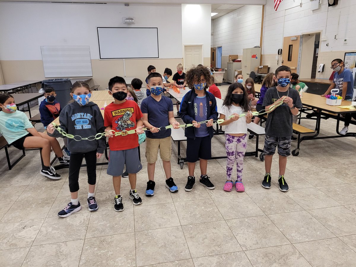 Pena_dual's tweet image. Team Building at its best! Today we worked in teams to create the longest chain using only ONE piece of construction paper. We learned a lot about communicating with team members in order to design the longest chain! So much fun! @MrsRodr1guez #jackson21 @missprincipato1