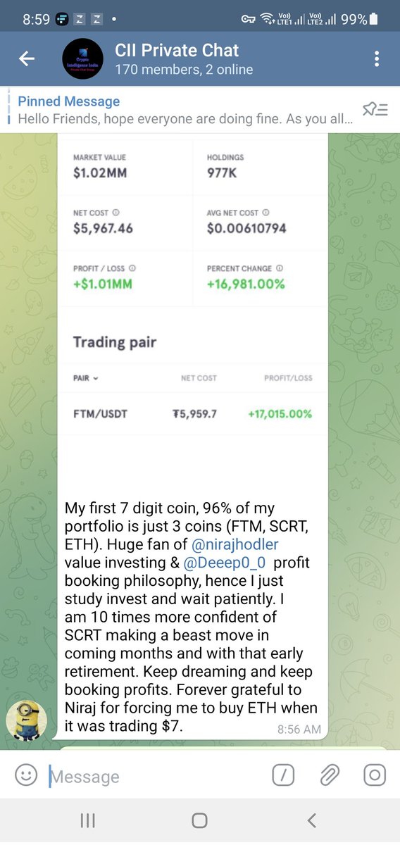 Really happy for one of my early follower, he made more than $1M from just 1 coin $FTM.