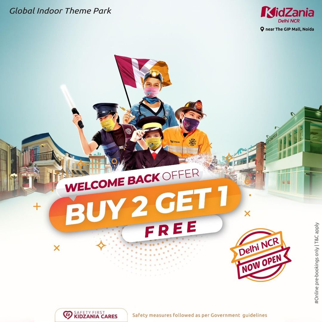 KidZaniaIndia's tweet image. Here is a perfect offer to unlock your dose of family 𝐦𝐚𝐬𝐭𝐢 🥳 𝐚𝐧𝐝 𝐥𝐞𝐚𝐫𝐧𝐢𝐧𝐠 📚 with our #WelcomeBackOffer.

𝐁𝐮𝐲 𝟐 𝐊𝐢𝐝 𝐓𝐢𝐜𝐤𝐞𝐭𝐬 𝐚𝐧𝐝 𝐆𝐞𝐭 𝟏 𝐀𝐝𝐮𝐥𝐭 𝐭𝐢𝐜𝐤𝐞𝐭 𝐅𝐑𝐄𝐄 🆓

Pre-book your tickets NOW on bit.ly/KZWelcomeBack