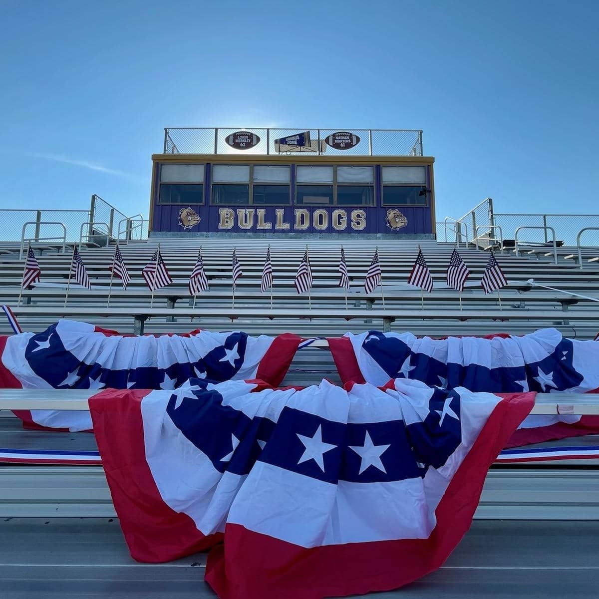 QCHS_Athletics's tweet photo. We are so humbled to remember and represent the 13 American soldiers who gave their lives in Kabul last week. We are thankful to all who serve and have served our great nation! Thank you to our ROTC program for setting this up tonight and helping us to remember. 
❤🤍💙 https://t.co/kKLLw2xoGS