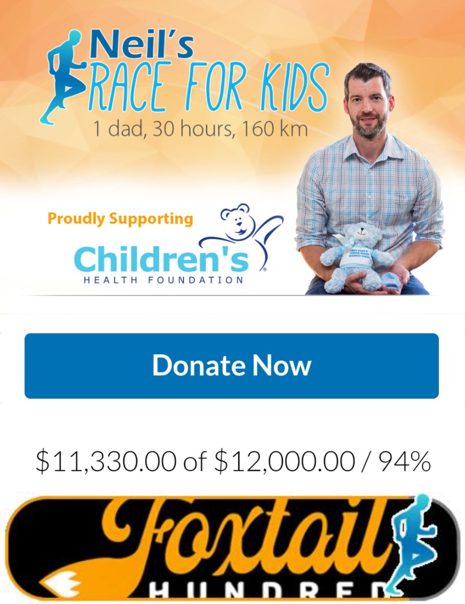 And with a couple of more donations this week, that's a wrap on the fundraising.

Thanks again for the tremendous support of our efforts for <a href="/CHFHope/">Children's Health Foundation</a>!

Blown away by your support and generosity.

#ldnont