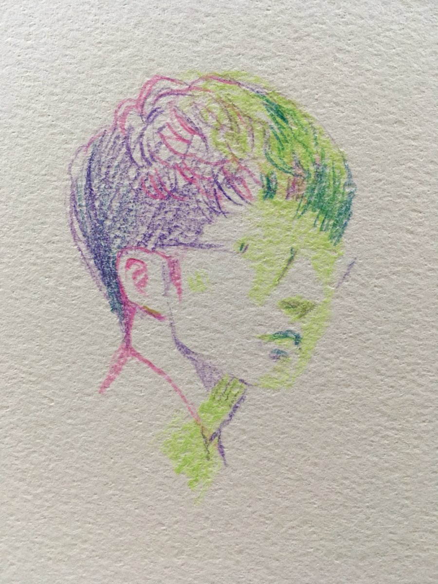 水彩色鉛筆で 