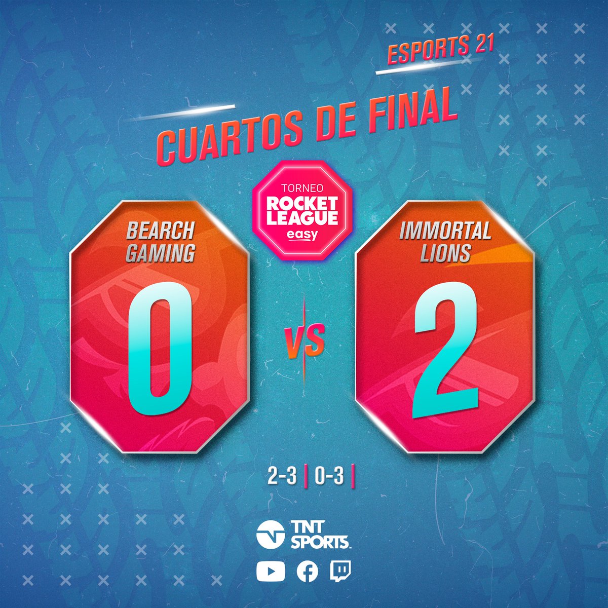 TNTSportsCL's tweet photo. ⚽🚗💥El último partido de la noche fue muy parejo, se definió por detalles 🔥 Bienvenido al club de los cuatros mejores Immortal Lions y ahora a prepararse para el próximo viernes💣  

▶️ https://t.co/gufVugbygT 
#TNTEsports #RocketLeaguexTNTSports https://t.co/UrBTJfkUms
