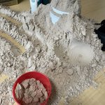 悲報です。買ったばかりのプロテイン2kgは娘氏により砂遊びに使用されました。
