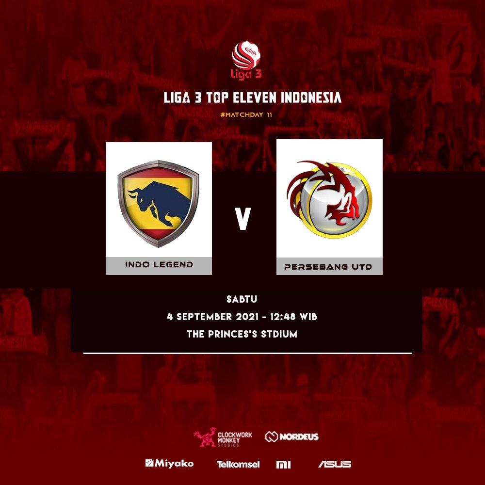 Persebangutd_'s tweet photo. Next Match!
Matchday 11
🎯 Persebang United VS @indolegendfc
📆 Sabtu, 4 September 2021
🕒 12:48 WIB
🏟️ The Princes's Stadium
#topelevenindonesia #topeleven #persebangwin #topelevenindonesia @topeleven https://t.co/sSslnKu5dL