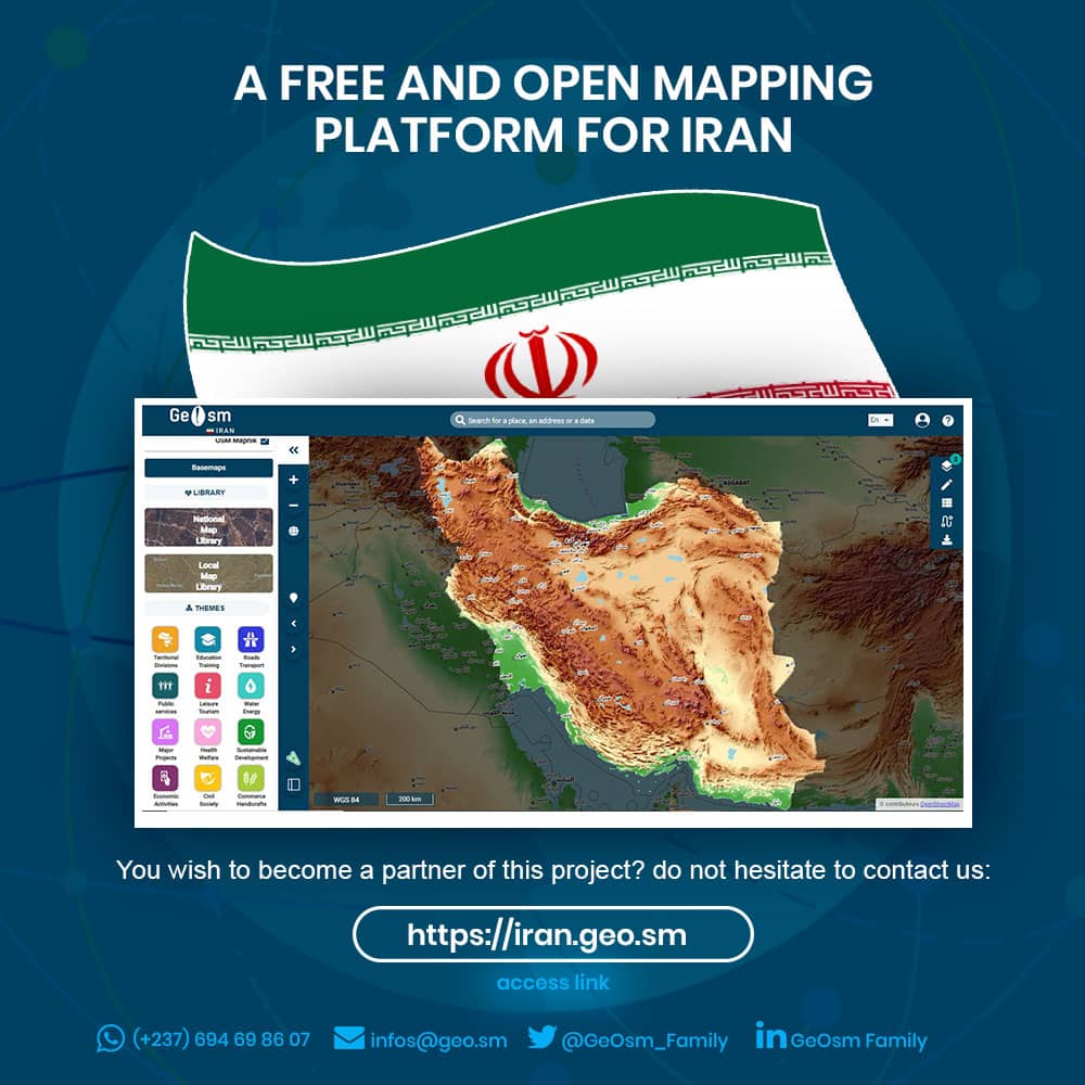 Link : iran.geo.sm

There is something new in Iran !!!  A free and open source national mapping portal based on OpenStreetMap data, and that changes everything!
The source code of GeOsm is free which will allow the realization of collaborative projects,