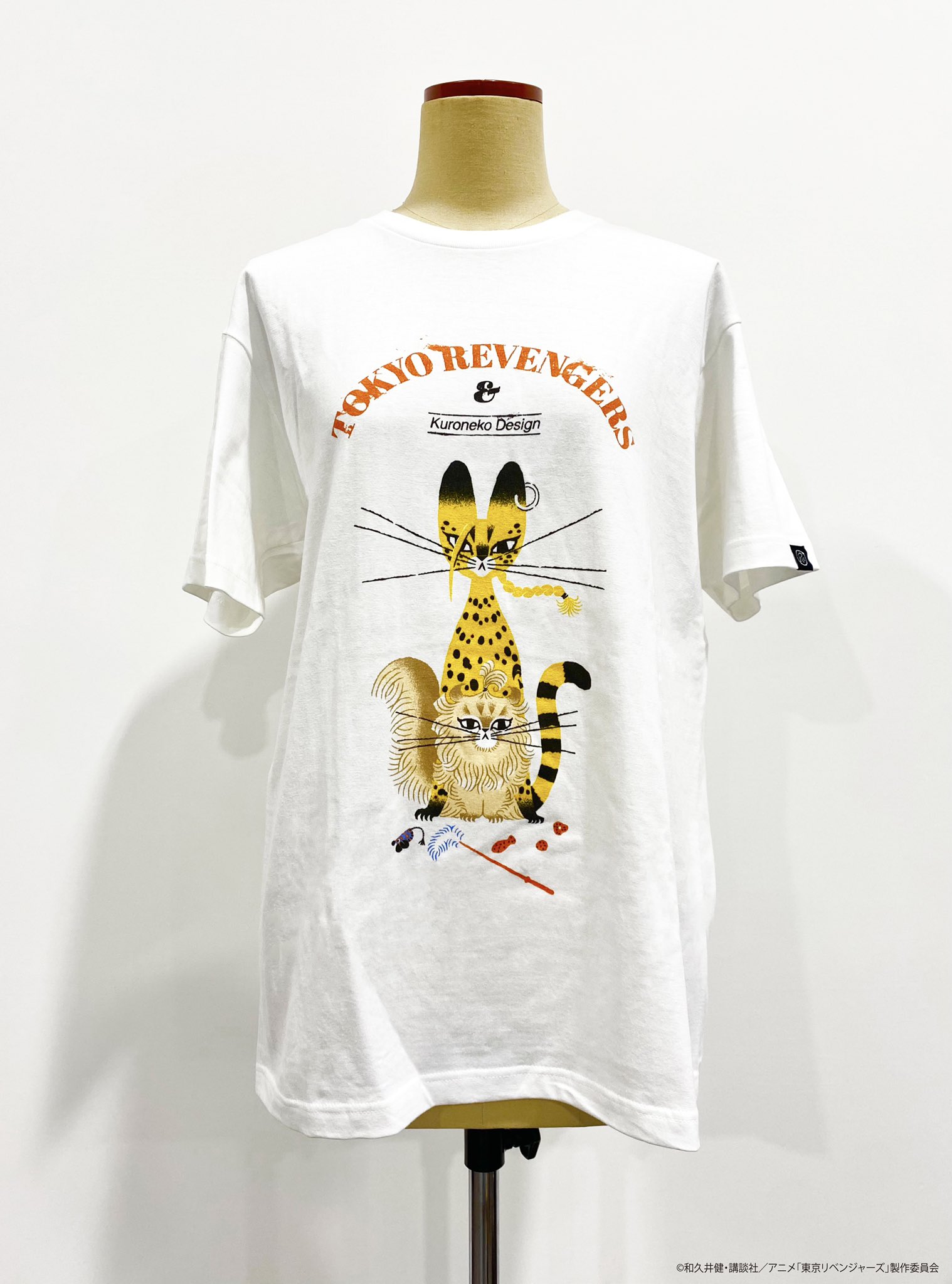 東京リベンジャーズ re:shazam 黒ねこ意匠　Tシャツ 東京リベンジャーズ〉タケミチ猫＆マイキー猫Tシャツ