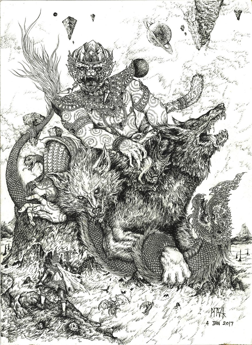 GHemarach's tweet photo. @shantell_martin Hanuman VS Cerberus on foundation
My ink drawing neo thai art 
The winner of this art 'll got canvas print worldwide delivery.
Reserve price 0.2 ETH

https://t.co/A5IyVmC4sF

#NFTCommunity  #nftcollector https://t.co/giS7pOqKLI https://t.co/TZhWrdcW0f https://t.co/j3IoyphMXF