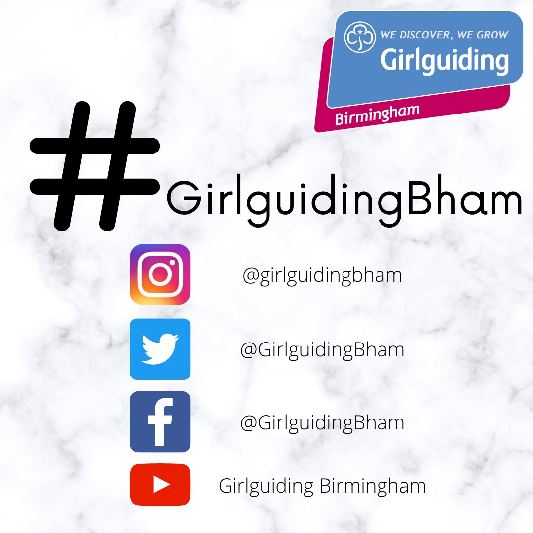Will you help us spread the word to add #GirlguidingBham when posting on social media about Guiding in Birmingham? 😚👼 And FYI we are also on Instagram, Facebook &amp; YouTube!

#GirlguidingBham #Instagram #Twitter #Facebook #YouTube #Hashtag