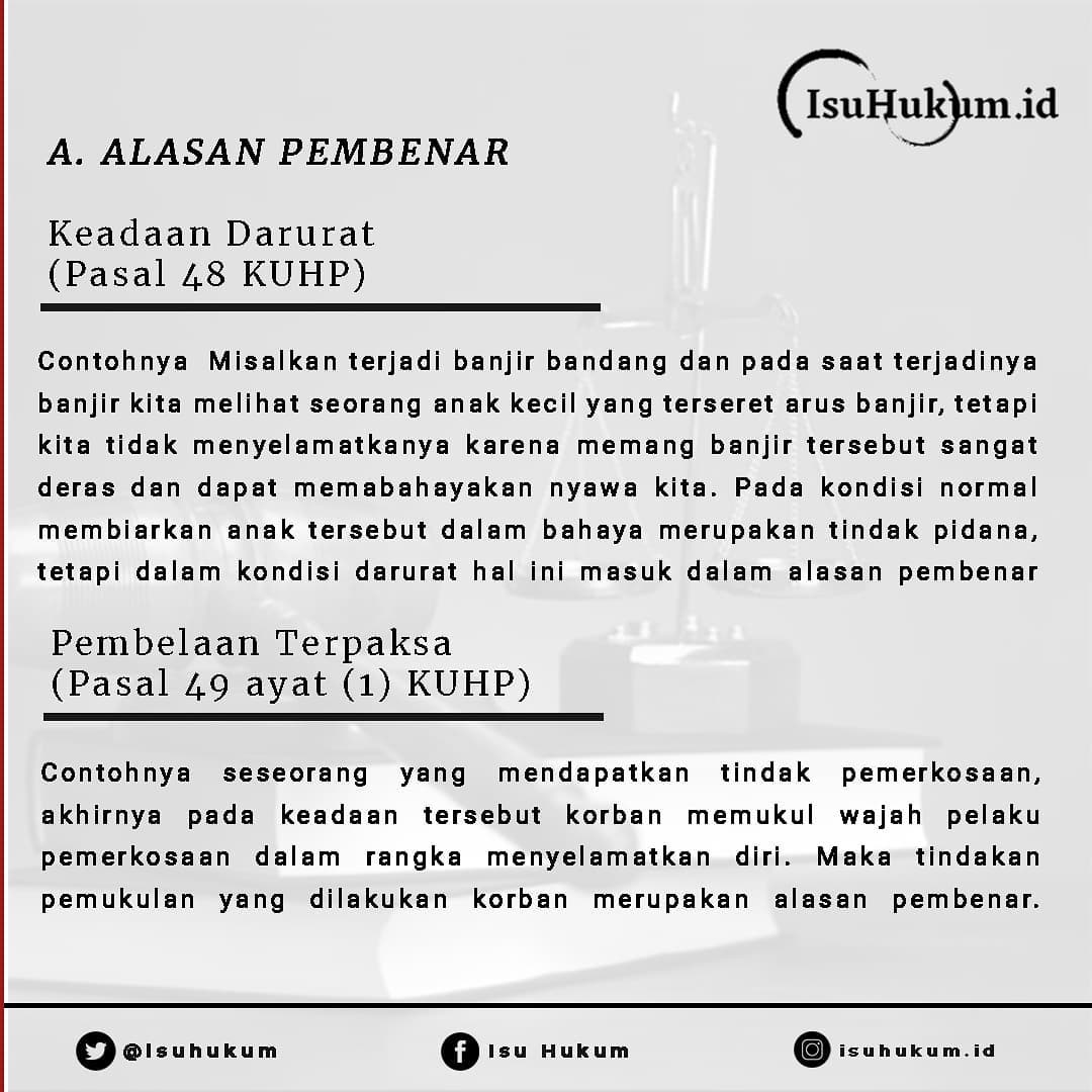 isuhukum's tweet photo. Udah tau alasan penghapusan pidana nggak nih?
.
Kali ini Tim mau menginformasikan beberapa alasan hilangnya tanggung jawab pidana ni buat para #ngisu https://t.co/S8WVZSPgf0