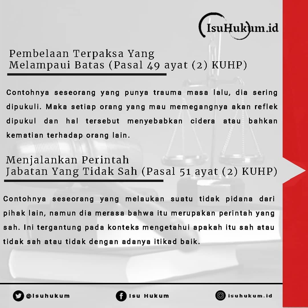isuhukum's tweet photo. jadi di pidana itu dikenal dengan alasan penghapusan pidana yang dimana seseorang tidak perlu bertanggung jawab atas perbuatan pidana yang telah dilakukan dengan alasan tertentu, hmmm menarikkan
.
Keep learning and doing UPS! Don't forget to sharing
.
#pidana #pidanaumum #kuhp https://t.co/PUqzwosf7N