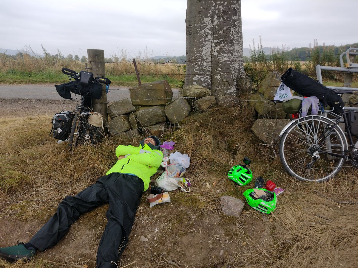 Lunch and then asleep... Almost at our most northerly point. 365 miles down, and feeling it! #RidefortheWild