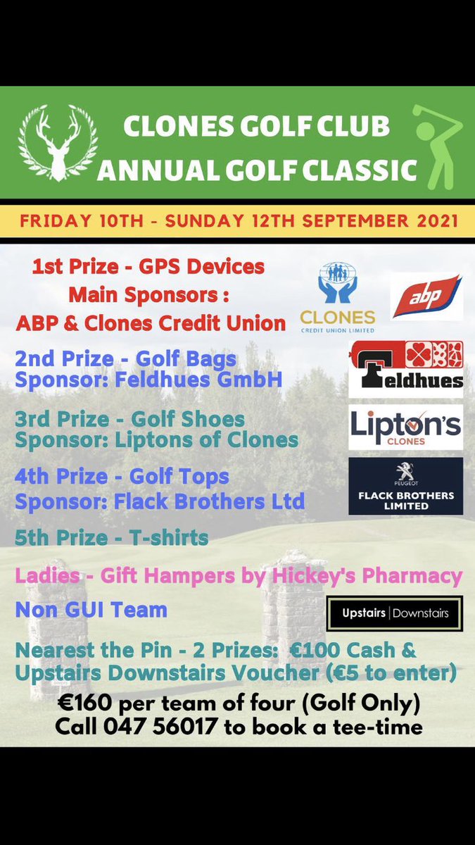 ClonesGolfClub's tweet photo. Big weekend for our golf club next week we would love to see you join us.

@LowryTracker @Ireland_Golfing @theNSMonaghan @MonaghanTourism https://t.co/azFpytiHbz