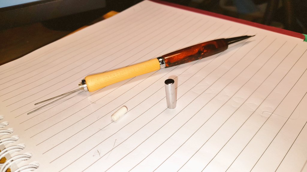 virulentwaif's tweet photo. #Eeeee had fun. Made another #mechpencil. This one was out of #HuonPine and the resin called "After the fire". I love it .... need to work out how to do a remote filming, away from the pc for next one ;). https://t.co/7HgH6o9iCB