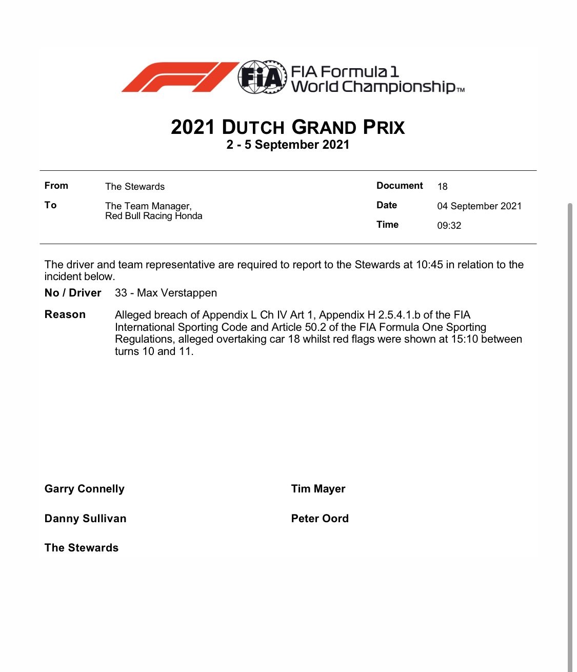 Breaking. Max Verstappen moet zich bij stewards melden; gridstraf lijkt aanstaande