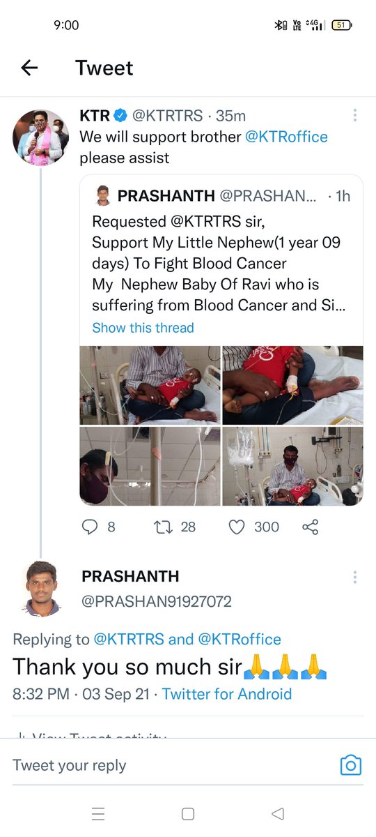 PRASHAN91927072's tweet photo. Requested @KTRTRS sir,
Support My Little Nephew(1 year 10 days) To Fight Blood Cancer 
My  Nephew Baby Of Ravi who is suffering from Blood Cancer and Sickle Cell Anemia and Now he is treated with chemotherapy in MNJ cancer hospital,please save our child https://t.co/Tq56zR6Hed