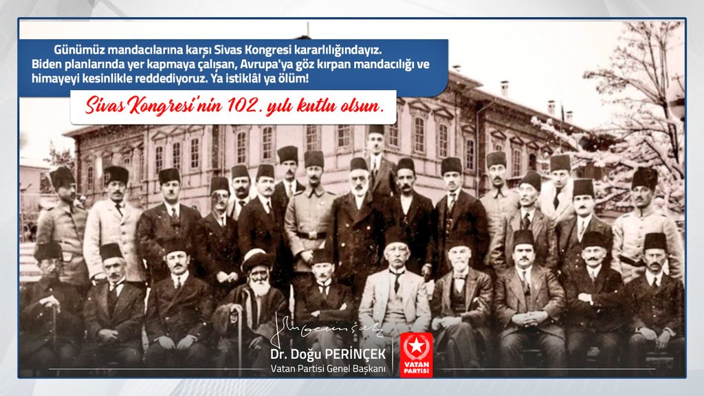 Günümüz mandacılarına karşı Sivas Kongresi kararlılığındayız. Biden planlarında yer kapmaya çalışan, Avrupa'ya göz kırpan mandacılığı ve himayeyi kesinlikle reddediyoruz. Ya istiklâl ya ölüm!

#SivasKongresi'nin 102. yılı kutlu olsun.
