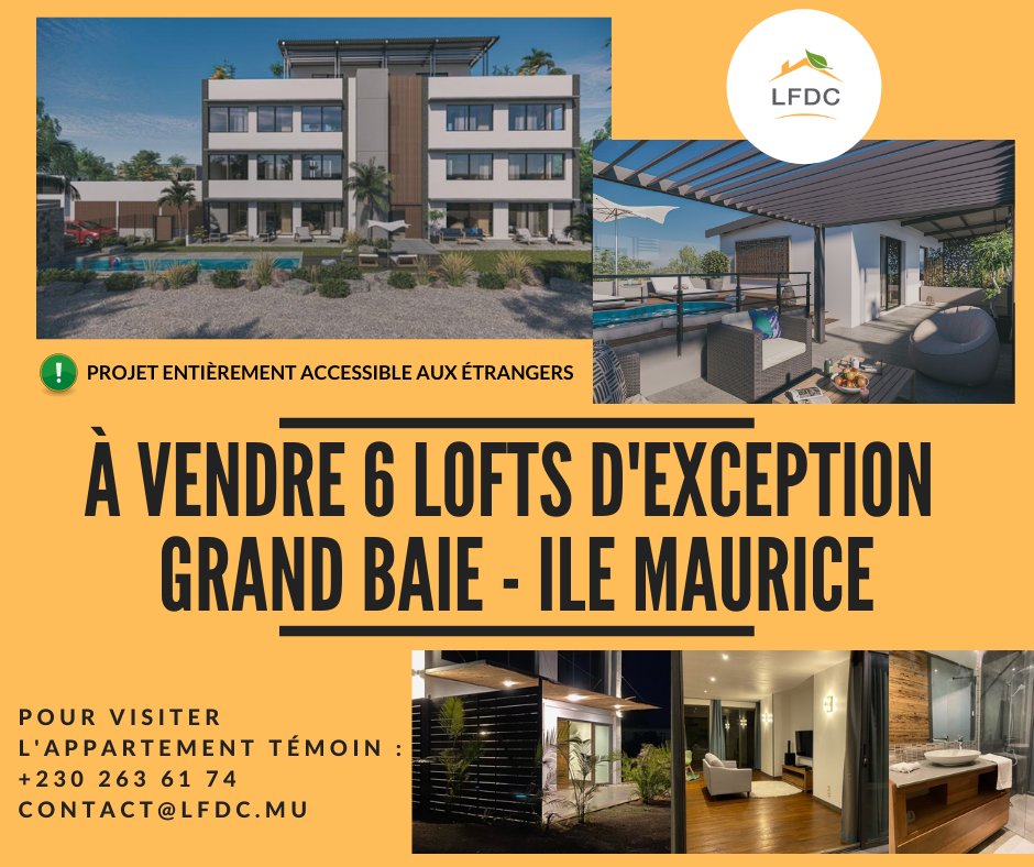 LFDC_Mauritius's tweet photo. 🏨 #TwinsBainBoeuf : réservez dès à présent votre loft à l'#ilemaurice, à 2 pas des plages du Nord #grandbaie
📞 Contactez-nous pour visiter l'appartement témoin : +230 263 61 74 / contact@lfdc.mu 
❗ Tous les lofts sont accessibles aux étrangers https://t.co/XoXLH8BkWG