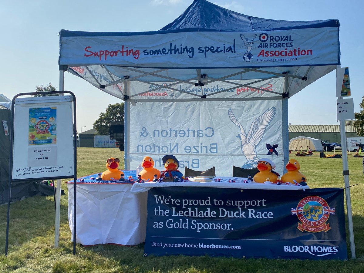 All set up for RAF Brize Norton Families Day… if you’re coming along come and say hello and buy your ducks for the big race in 3 weeks! You can also visit our friends on the RAFA stall who have lots of goodies for sale!