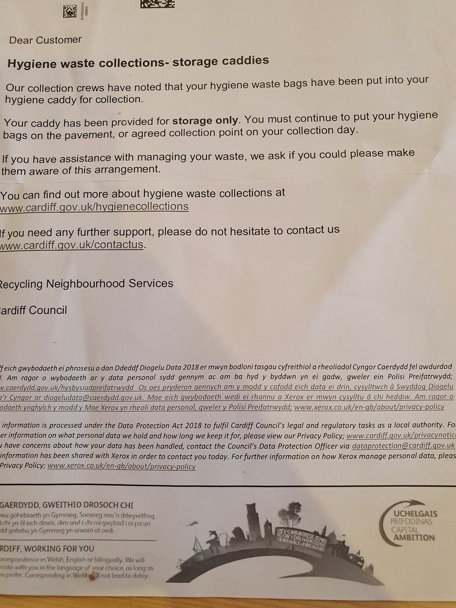 ajeharries's tweet photo. Being trolled by @cardiffcouncil 🤣
We haven't had hygeine bags for many months despite orders and follow up phonecalls! At the moment our hygeine caddy is a garden ornament and has never seen the curbside. https://t.co/BbXxmw4DrW