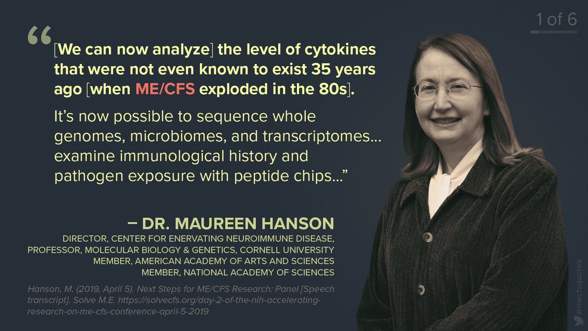 1/ Powerful remarks by Dr. Maureen Hanson (<a href="/DrMaureenHanson/">Maureen Hanson</a>) on the “Next Steps for ME/CFS Research” panel at the April 2019 <a href="/NIH/">NIH</a> meeting “Accelerating Research on ME/CFS”.

🧵

Read the full remarks:
solvecfs.org/day-2-of-the-n… 

#MECFS #pwME cc #LongCOVID