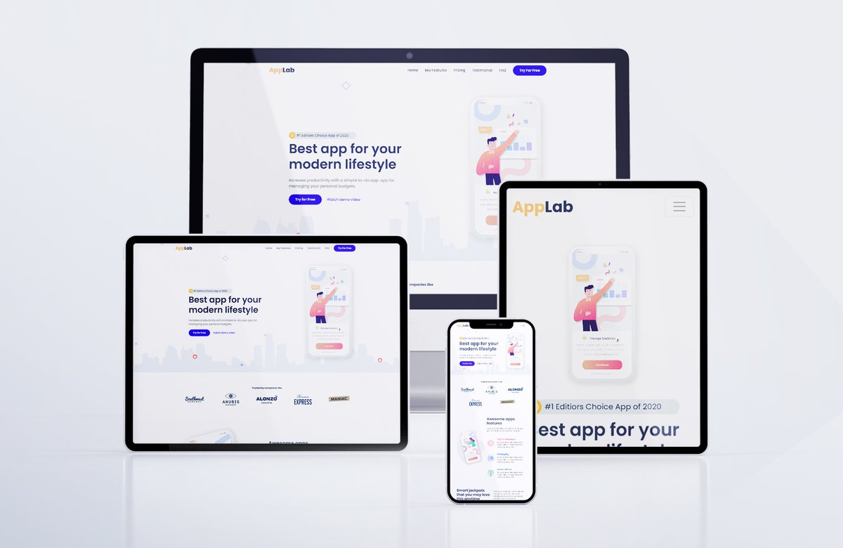 sudiptamrong's tweet image. AppLab is an App Landing Page Html Template which is fully responsive and mobile-friendly. AppLab template is the better way to present your app or product.
Demo: applab.sudiptamrong.com
Contact: tinyurl.com/nk55uvvk

#frontenddeveloper #bootstrap5 #webdesign  #psdtohtml