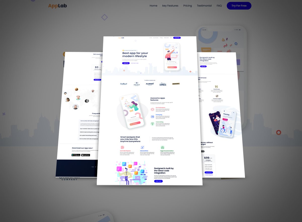 sudiptamrong's tweet image. AppLab is an App Landing Page Html Template which is fully responsive and mobile-friendly. AppLab template is the better way to present your app or product.
Demo: applab.sudiptamrong.com
Contact: tinyurl.com/nk55uvvk

#frontenddeveloper #bootstrap5 #webdesign  #psdtohtml