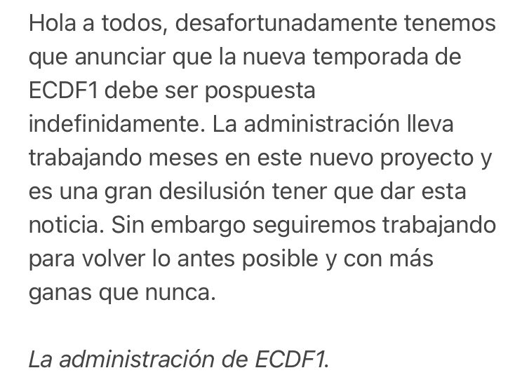 ECDF1's tweet image. ⚠️CONUNICADO⚠️

Hoy tenemos una triste noticia que anunciaros