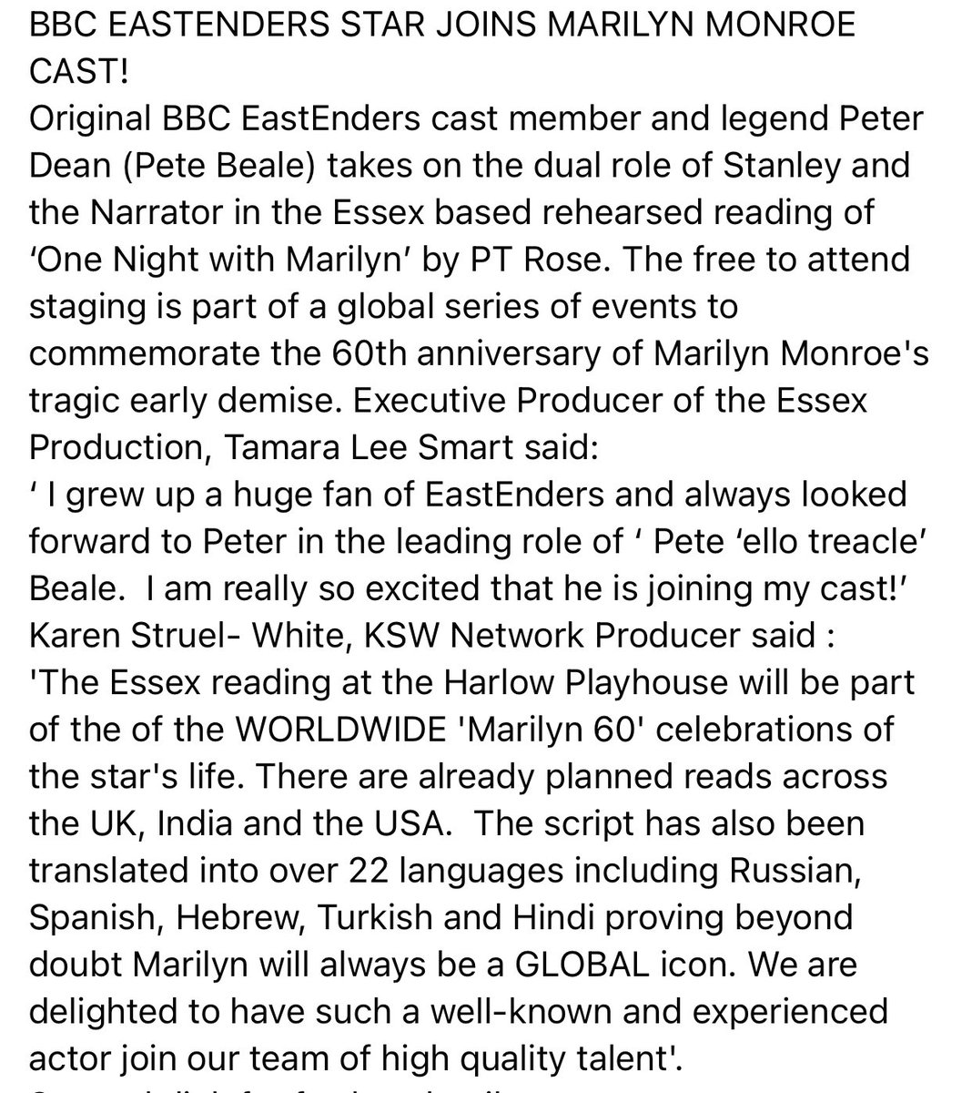 tamtamsmart's tweet photo. “Ello Treacle!” #EastEnders #onenightwithmarilyn @harlowplayhouse https://t.co/NLJSREHu6X