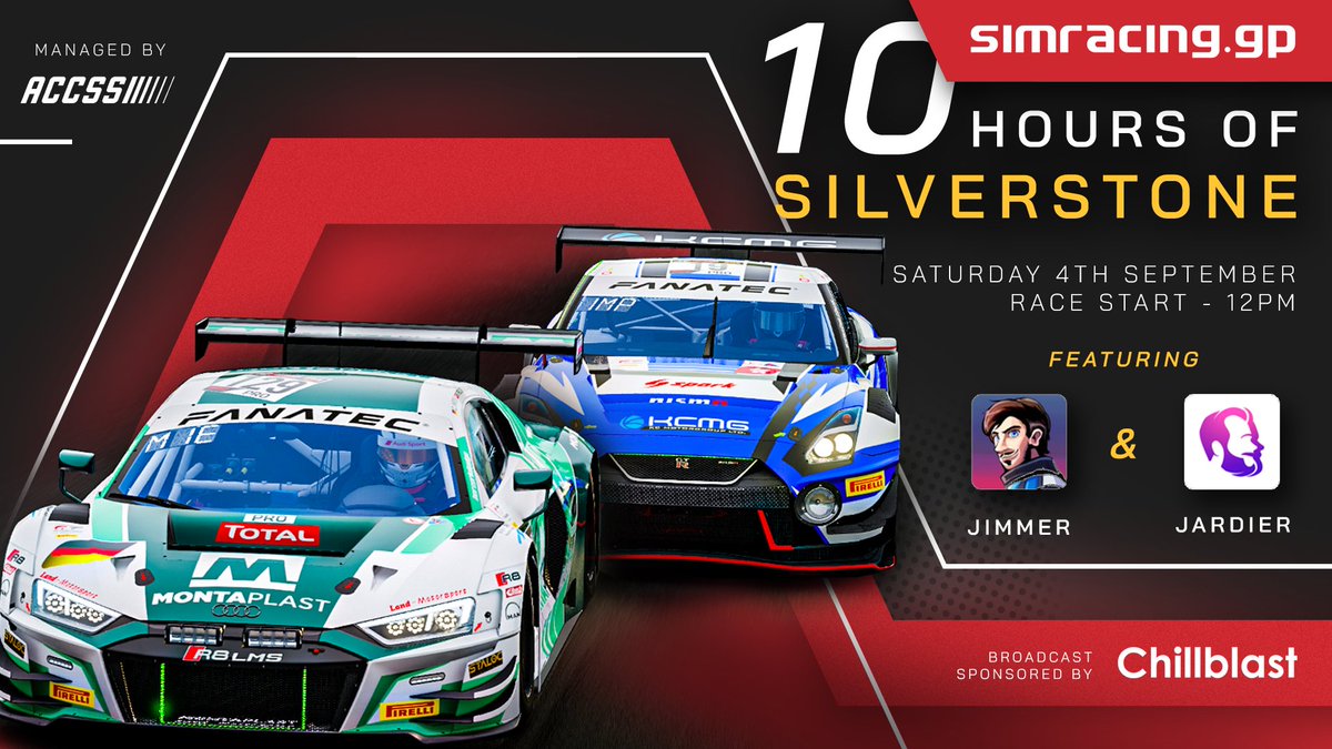 10 hours of SILVERSTONE with <a href="/TSM_Break/">BreaK</a> &amp; Nuttall

Full <a href="/CRACKDCoffee/">CRACKD - Coffee for Gamers</a> colours

Free Practice: 1030BST - 60 Mins
Qualifying: 1130BST - 20 Mins
Race: 1200BST - 600 Mins

LIVE: twitch.tv/rawryy